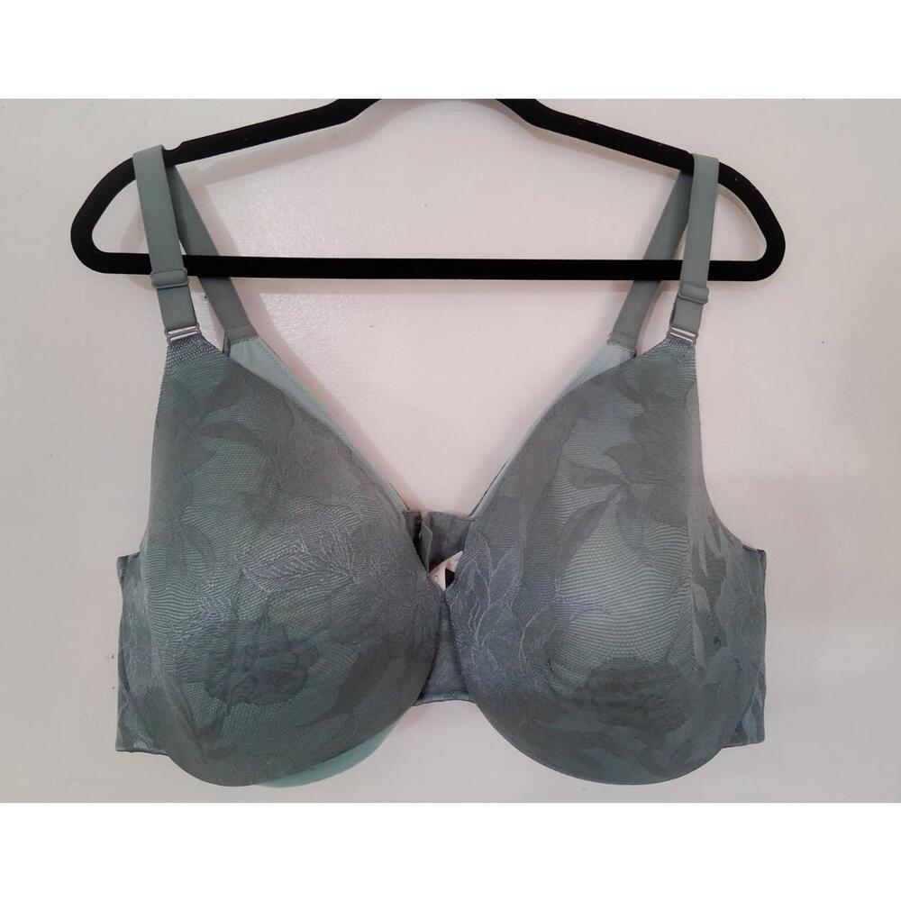 Cacique 46DDD Sage Green Floral Lace Overlay Lightly Lined FullCoverage  Bra